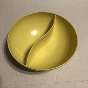 Mid-Century Modern Stetson Melmac Dinnerware Divided Serving Bowl yellow MCM